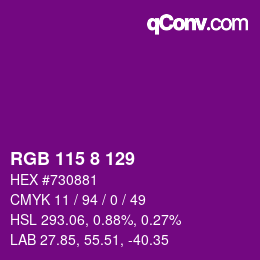 カラーコード: RGB 115 8 129 | qconv.com