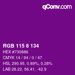 カラーコード: RGB 115 8 134 | qconv.com