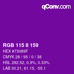 カラーコード: RGB 115 8 159 | qconv.com