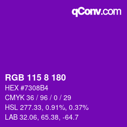 カラーコード: RGB 115 8 180 | qconv.com