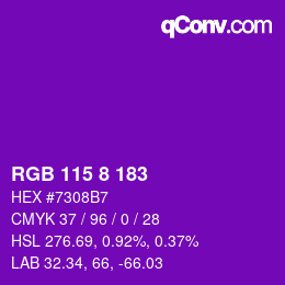 Color code: RGB 115 8 183 | qconv.com