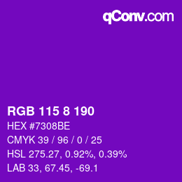 Color code: RGB 115 8 190 | qconv.com