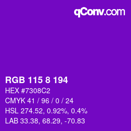 Color code: RGB 115 8 194 | qconv.com