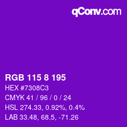 Color code: RGB 115 8 195 | qconv.com