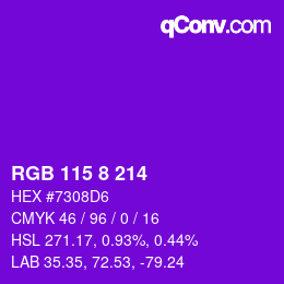 カラーコード: RGB 115 8 214 | qconv.com