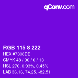 颜色代码: RGB 115 8 222 | qconv.com