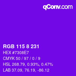 カラーコード: RGB 115 8 231 | qconv.com