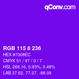 Color code: RGB 115 8 236 | qconv.com