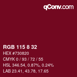 カラーコード: RGB 115 8 32 | qconv.com