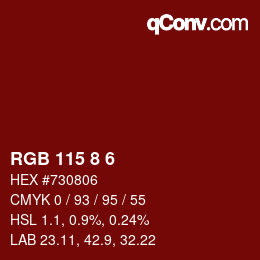 カラーコード: RGB 115 8 6 | qconv.com