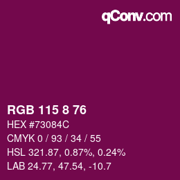 カラーコード: RGB 115 8 76 | qconv.com
