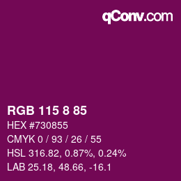 カラーコード: RGB 115 8 85 | qconv.com
