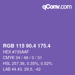 カラーコード: RGB 115 90.4 175.4 | qconv.com