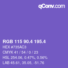 カラーコード: RGB 115 90.4 195.4 | qconv.com