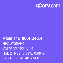 カラーコード: RGB 115 90.4 245.4 | qconv.com