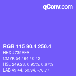 カラーコード: RGB 115 90.4 250.4 | qconv.com