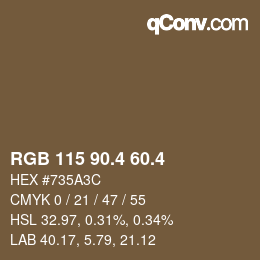 カラーコード: RGB 115 90.4 60.4 | qconv.com