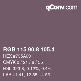 カラーコード: RGB 115 90.8 105.4 | qconv.com