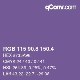 カラーコード: RGB 115 90.8 150.4 | qconv.com