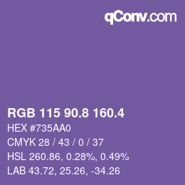 カラーコード: RGB 115 90.8 160.4 | qconv.com