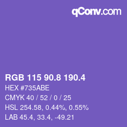 カラーコード: RGB 115 90.8 190.4 | qconv.com