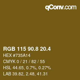 カラーコード: RGB 115 90.8 20.4 | qconv.com