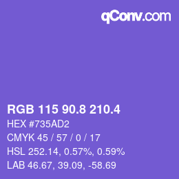 カラーコード: RGB 115 90.8 210.4 | qconv.com
