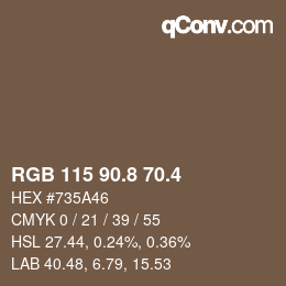 カラーコード: RGB 115 90.8 70.4 | qconv.com