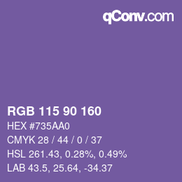 颜色代码: RGB 115 90 160 | qconv.com