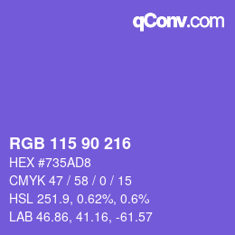 颜色代码: RGB 115 90 216 | qconv.com