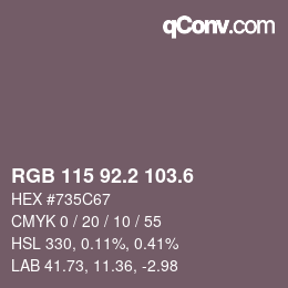 カラーコード: RGB 115 92.2 103.6 | qconv.com
