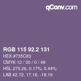 カラーコード: RGB 115 92.2 131 | qconv.com