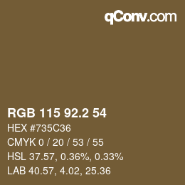 カラーコード: RGB 115 92.2 54 | qconv.com