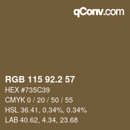 カラーコード: RGB 115 92.2 57 | qconv.com