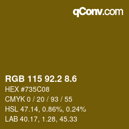 カラーコード: RGB 115 92.2 8.6 | qconv.com