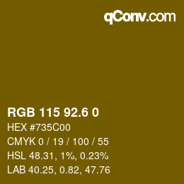 カラーコード: RGB 115 92.6 0 | qconv.com