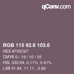 カラーコード: RGB 115 92.6 103.6 | qconv.com