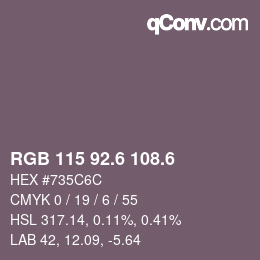 カラーコード: RGB 115 92.6 108.6 | qconv.com