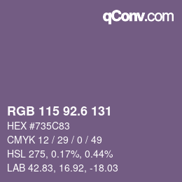 カラーコード: RGB 115 92.6 131 | qconv.com