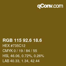 カラーコード: RGB 115 92.6 18.6 | qconv.com