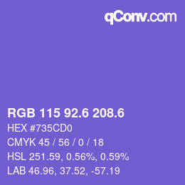 カラーコード: RGB 115 92.6 208.6 | qconv.com