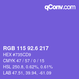 カラーコード: RGB 115 92.6 217 | qconv.com