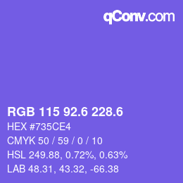 カラーコード: RGB 115 92.6 228.6 | qconv.com