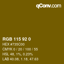 カラーコード: RGB 115 92 0 | qconv.com