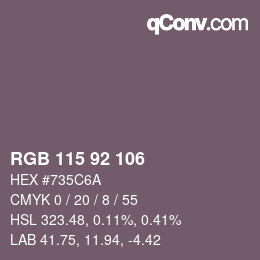 Color code: RGB 115 92 106 | qconv.com