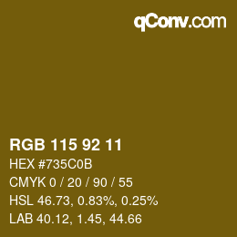 カラーコード: RGB 115 92 11 | qconv.com