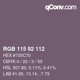 カラーコード: RGB 115 92 112 | qconv.com