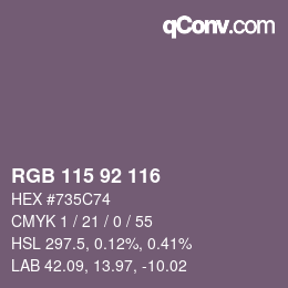 カラーコード: RGB 115 92 116 | qconv.com