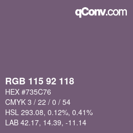 カラーコード: RGB 115 92 118 | qconv.com