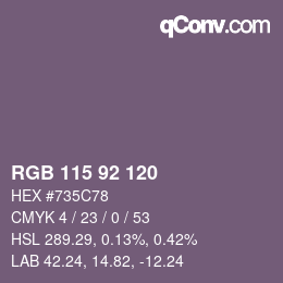 カラーコード: RGB 115 92 120 | qconv.com